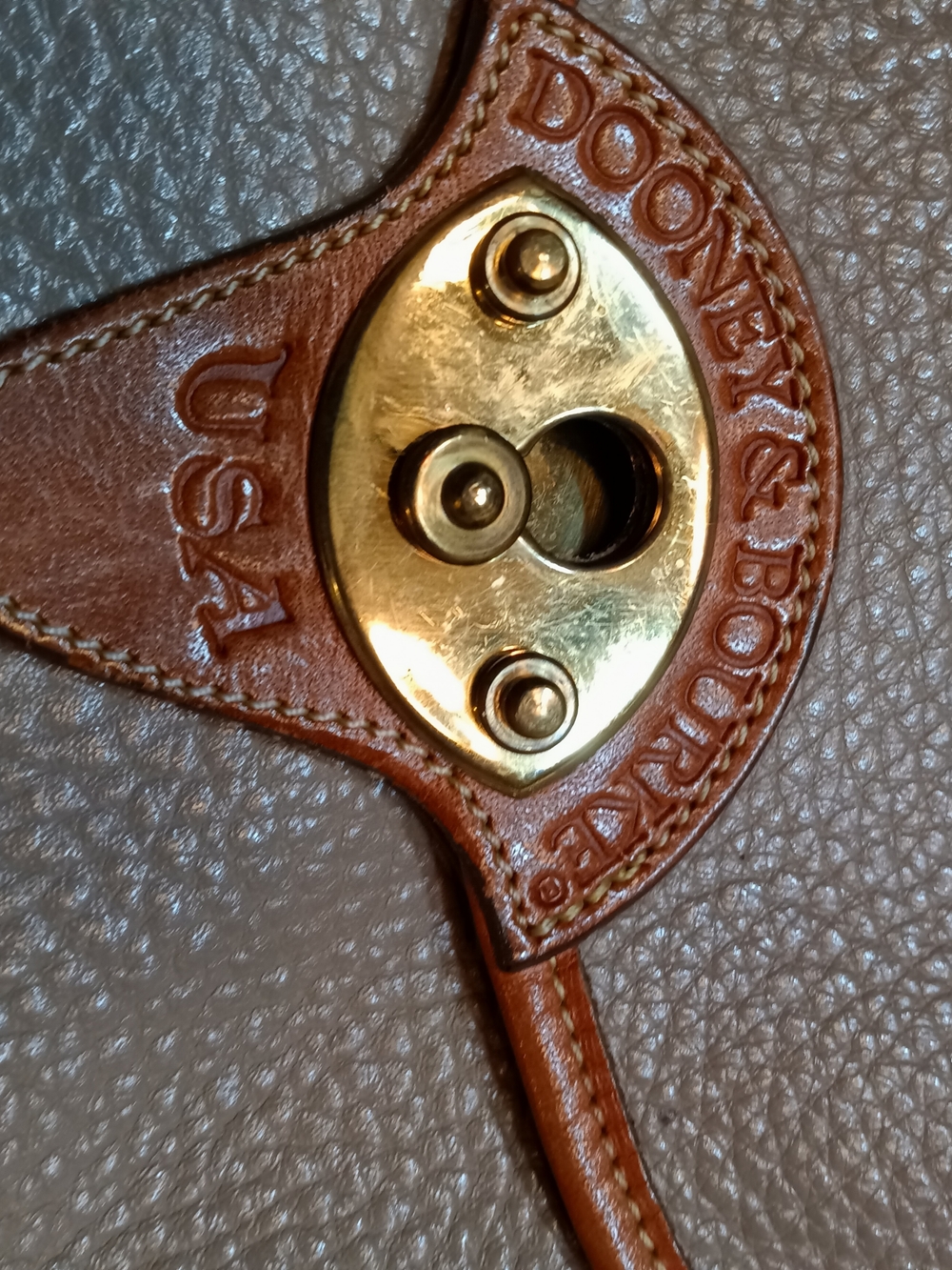 Dooney & Bourke Brown Leather Shoulder Bag with Gold Hardware